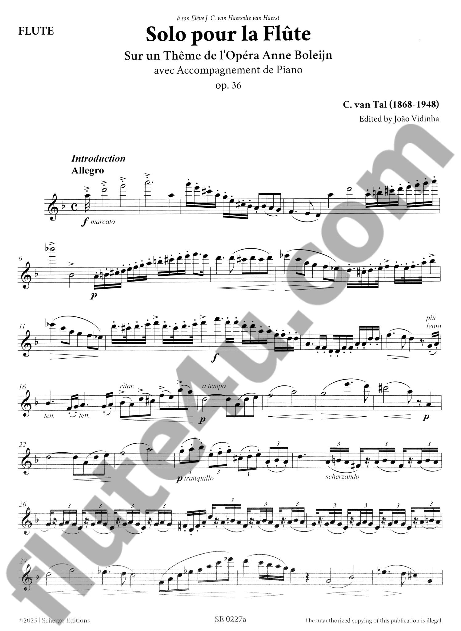 van Tal, C :: Solo pour la Flute: Sur un theme de l'Opera Anne Boleijn