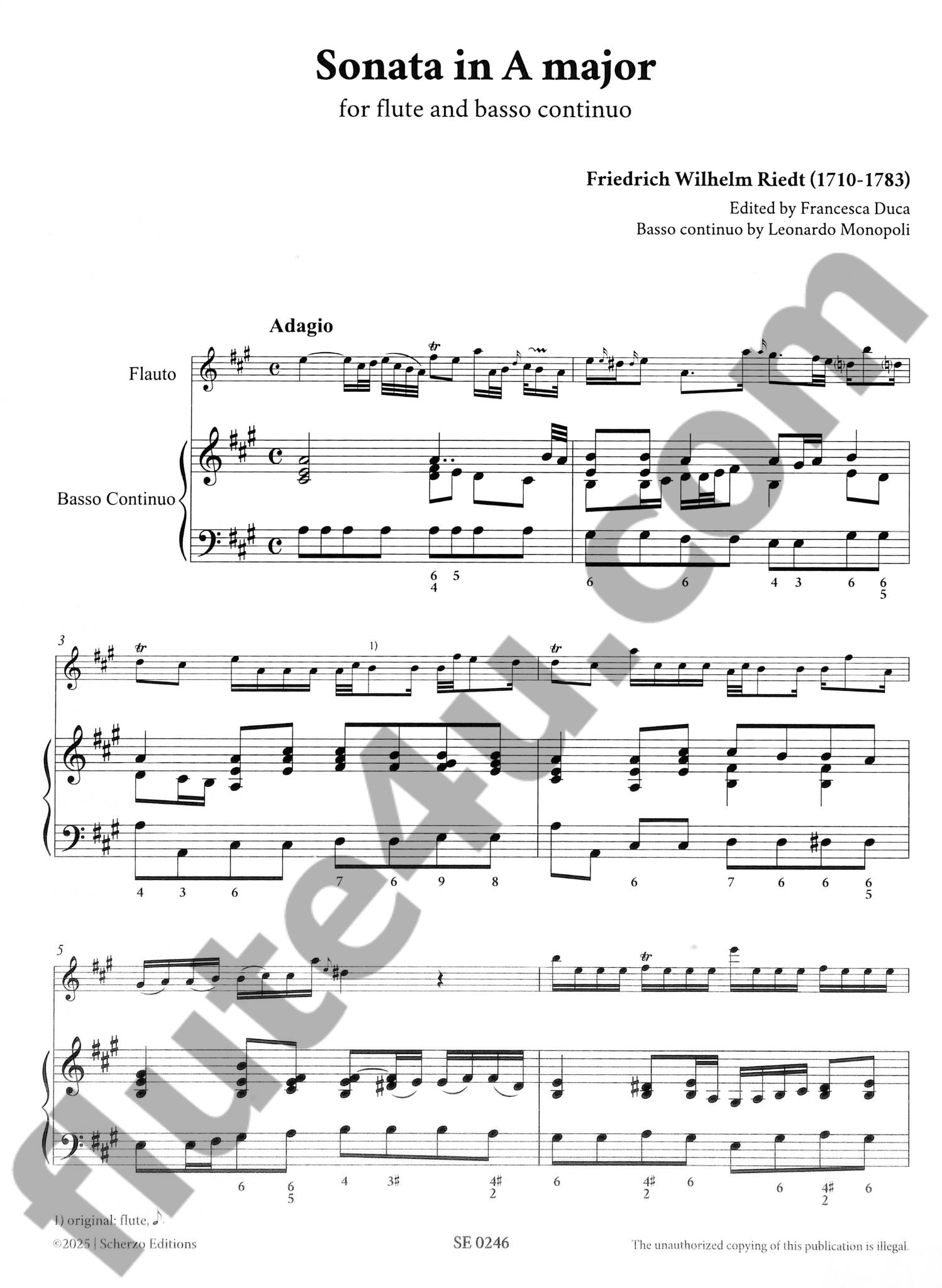 Riedt, FW :: Sonata in A major