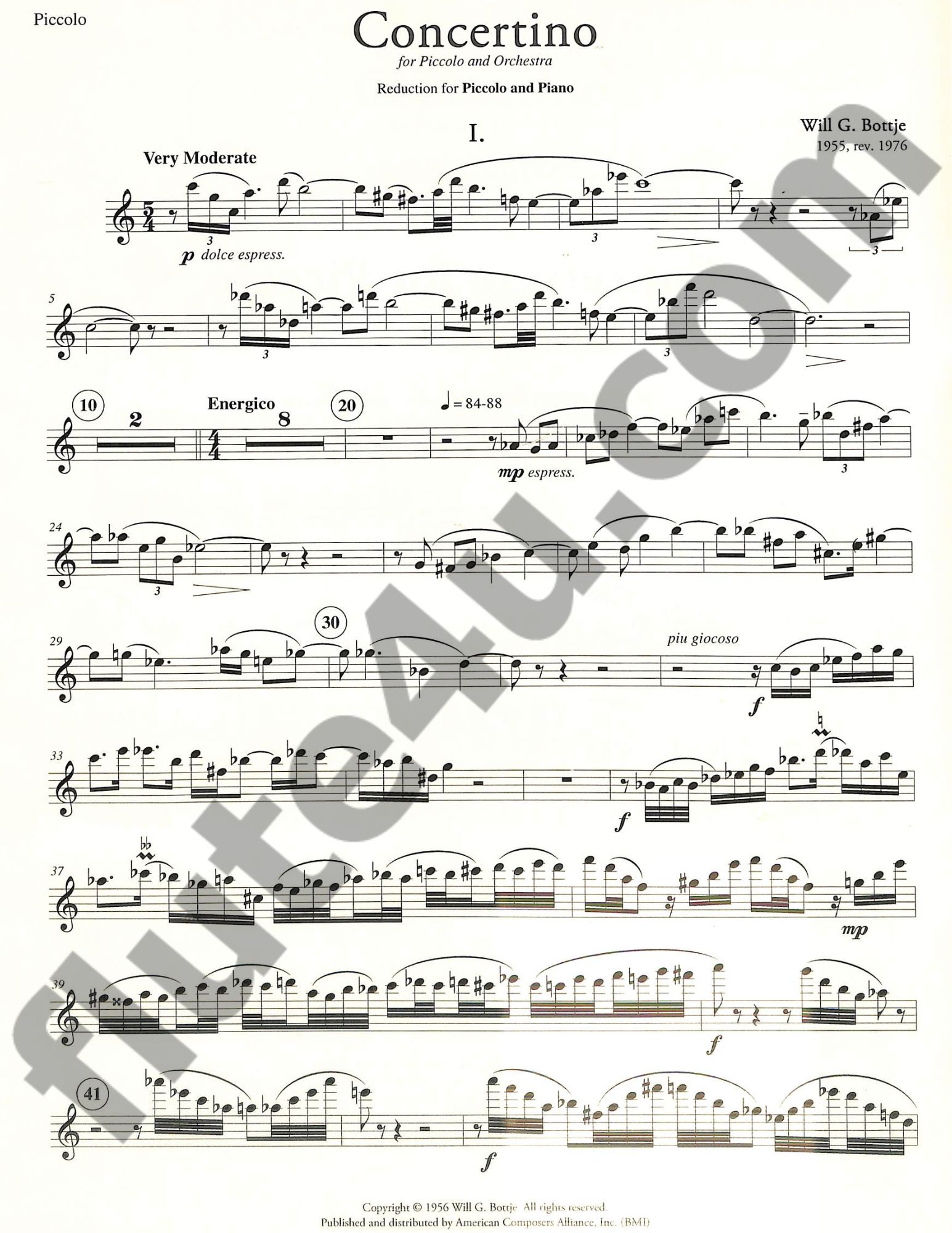 Bottje, WG :: Concertino for Piccolo and Orchestra