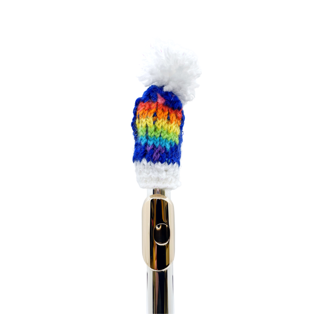 Hannukah Blue with Rainbow DreidlFlute Hat for C Flute