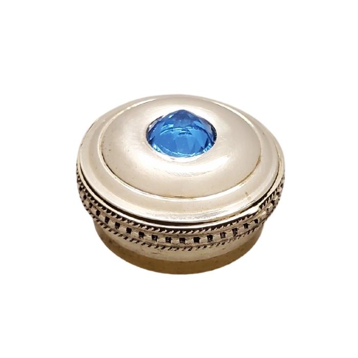 Blue Topaz Gemstone Flute Crown Silver (Faceted)