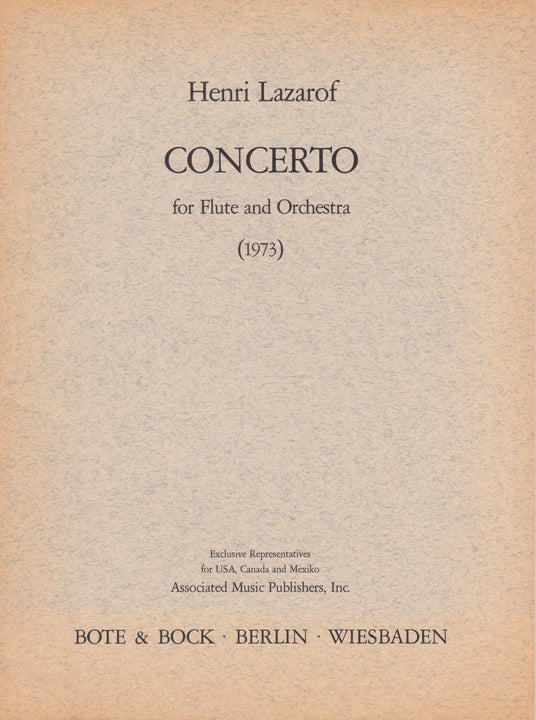 Lazarof, H :: Concerto (Score)