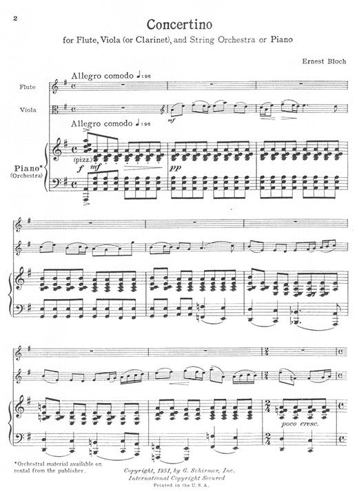 Bloch, E :: Concertino