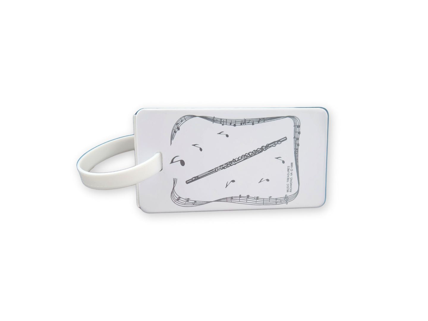 ID Tag - Flute w/Music Border White