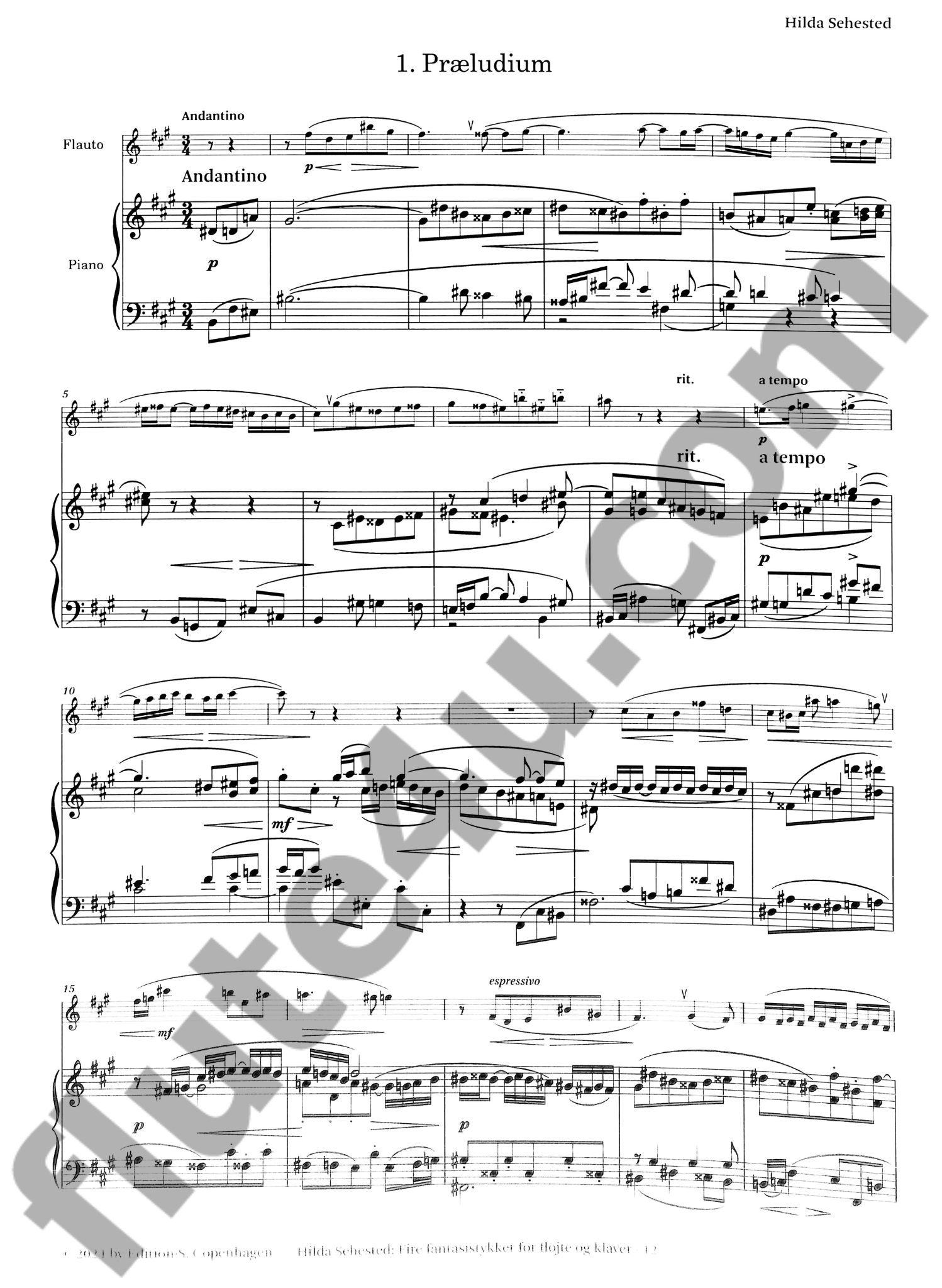 Sehested, H :: Four Fantasies for Flute and Piano
