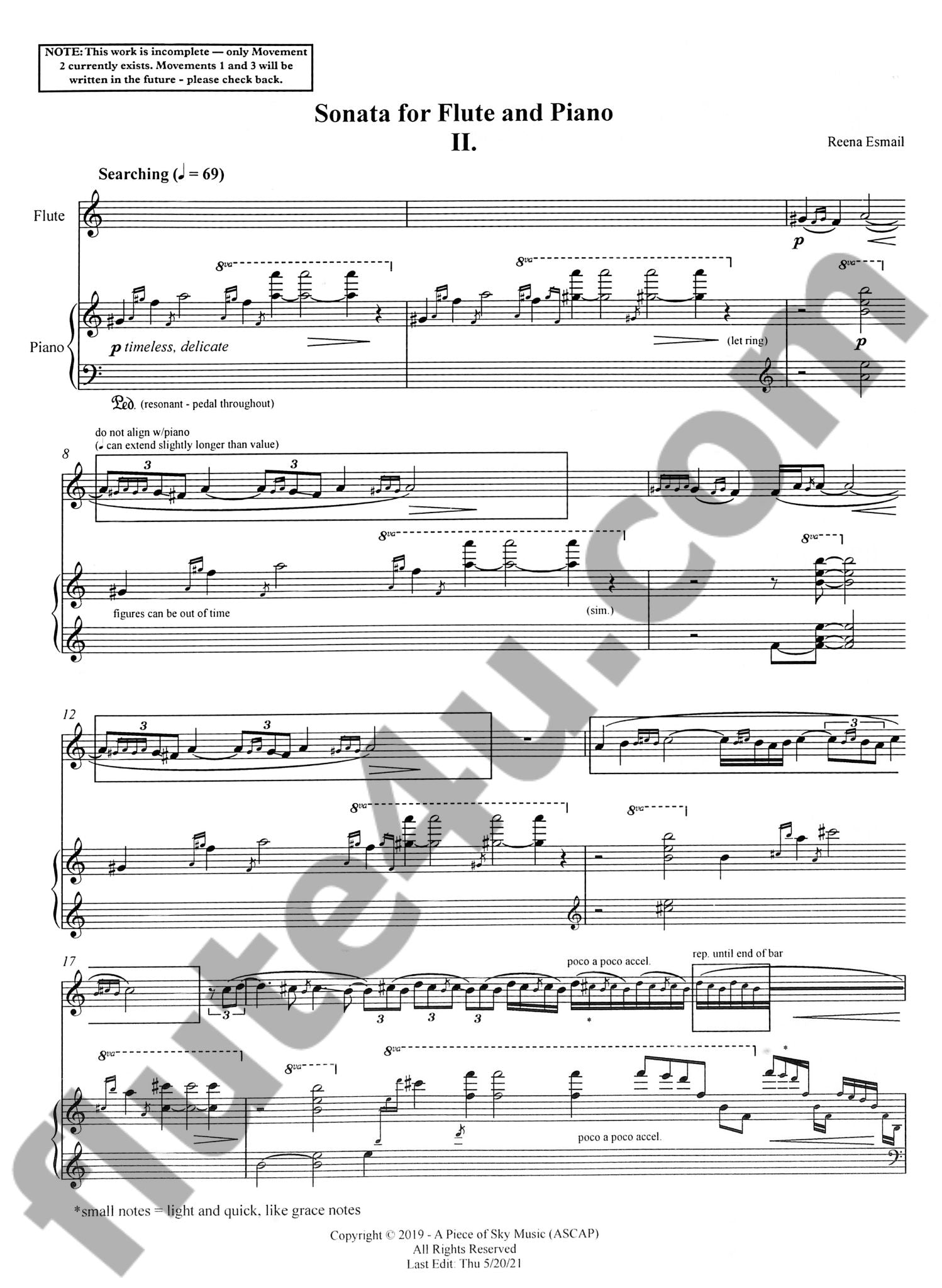 Esmail, R :: Flute Sonata, Mvt. II