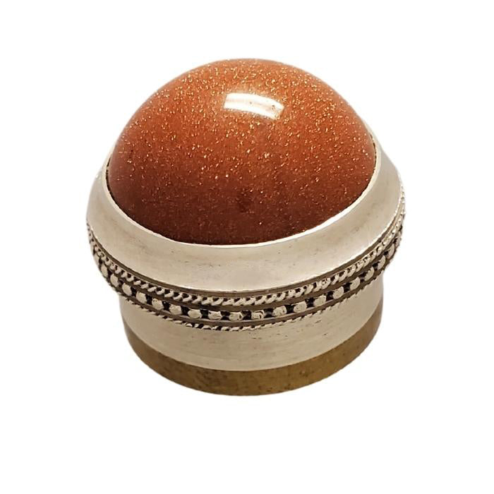 Goldstone Gemstone Flute Crown Silver (Cabochon)