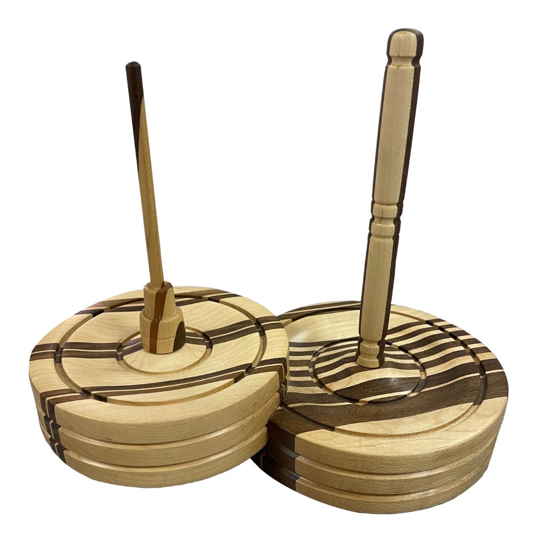 Handcrafted Striped Wooden Flute/Piccolo Combo Stand