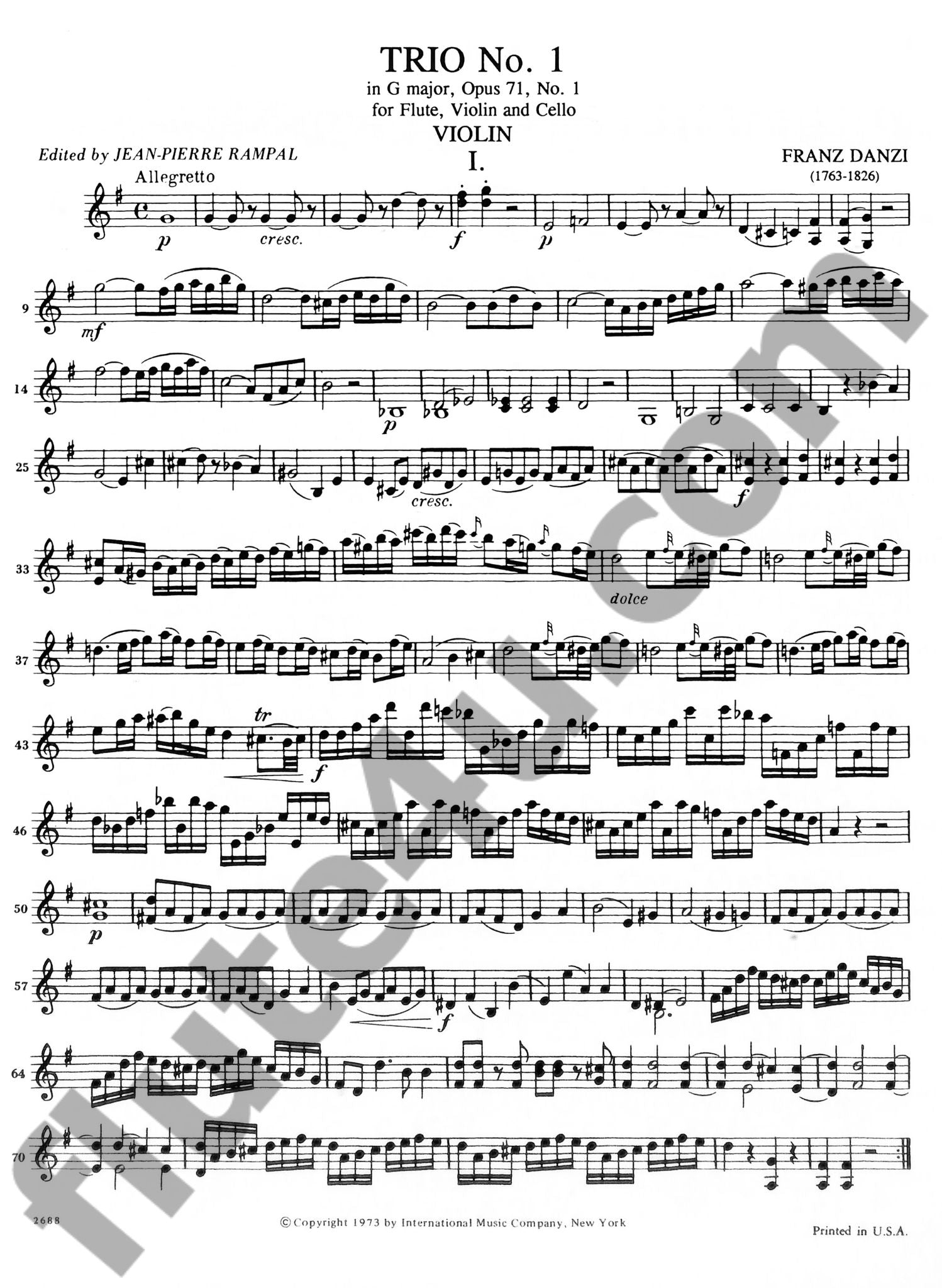 Danzi, F :: Trio No. 1 in G Major, op. 71