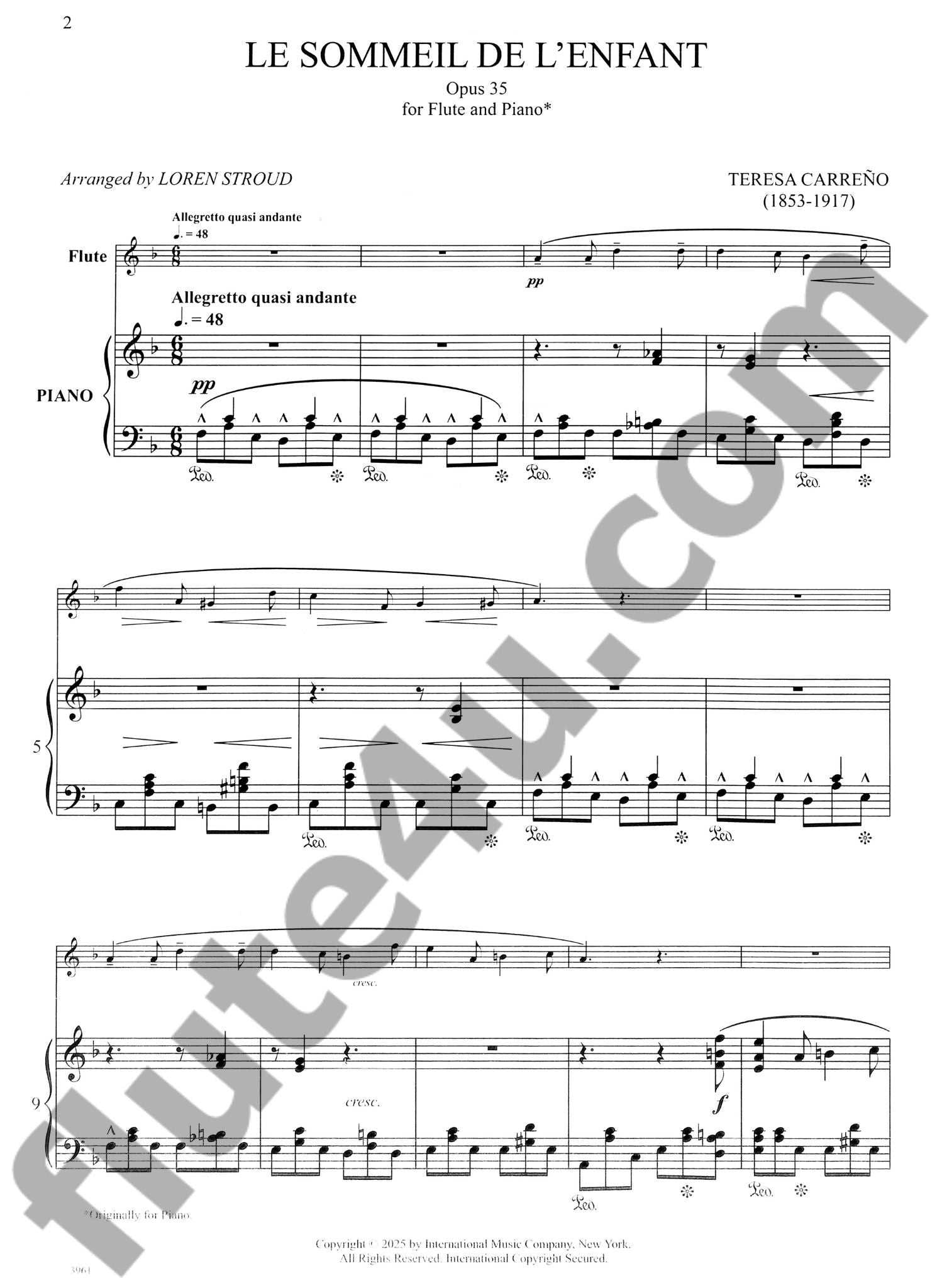 Carreno, T :: Le Sommeil de L'enfant, Op. 35