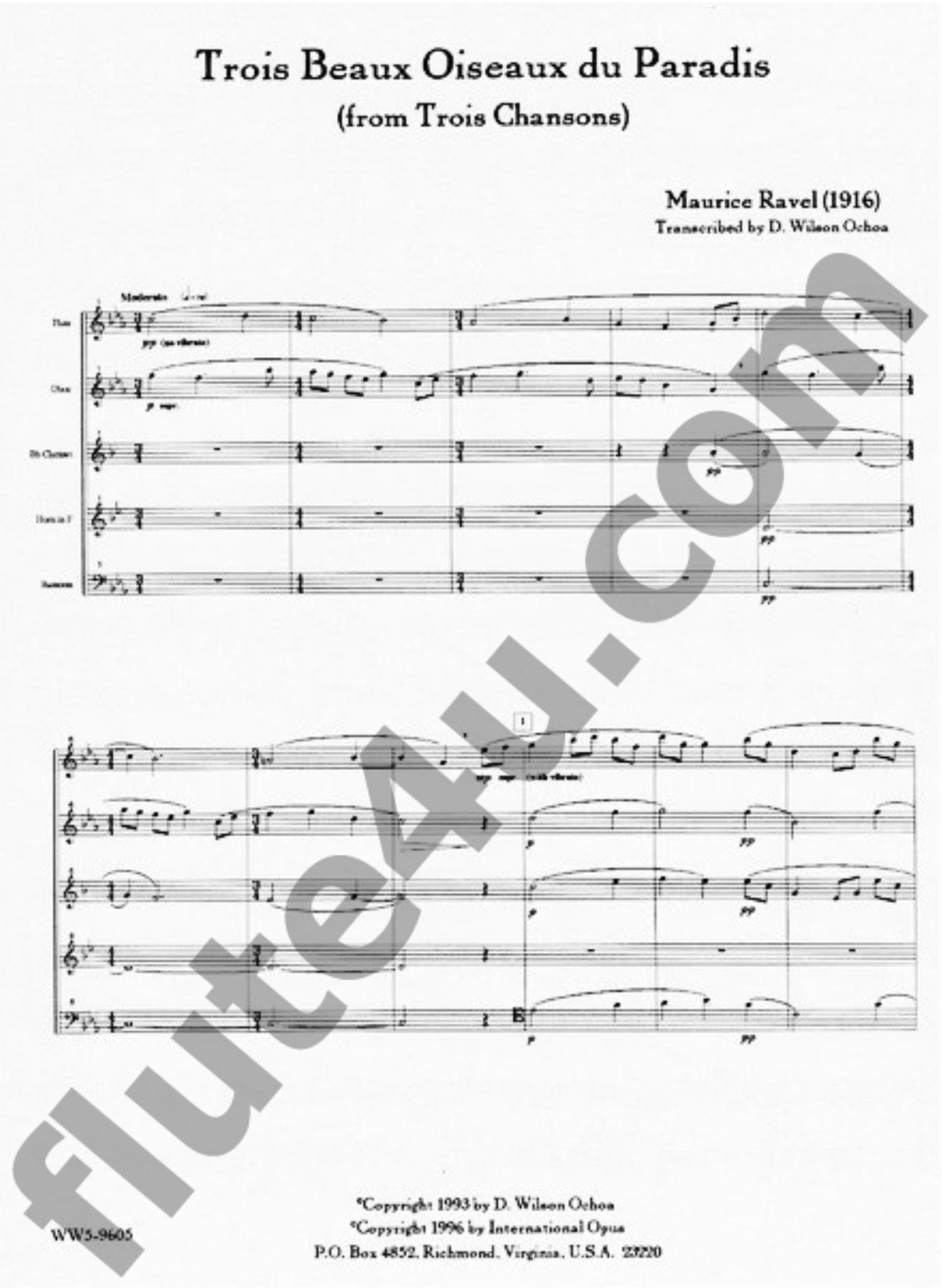 Ravel, M :: Trois Beaux Oiseaux du Paradis (Three Beautiful Birds of Paradise)