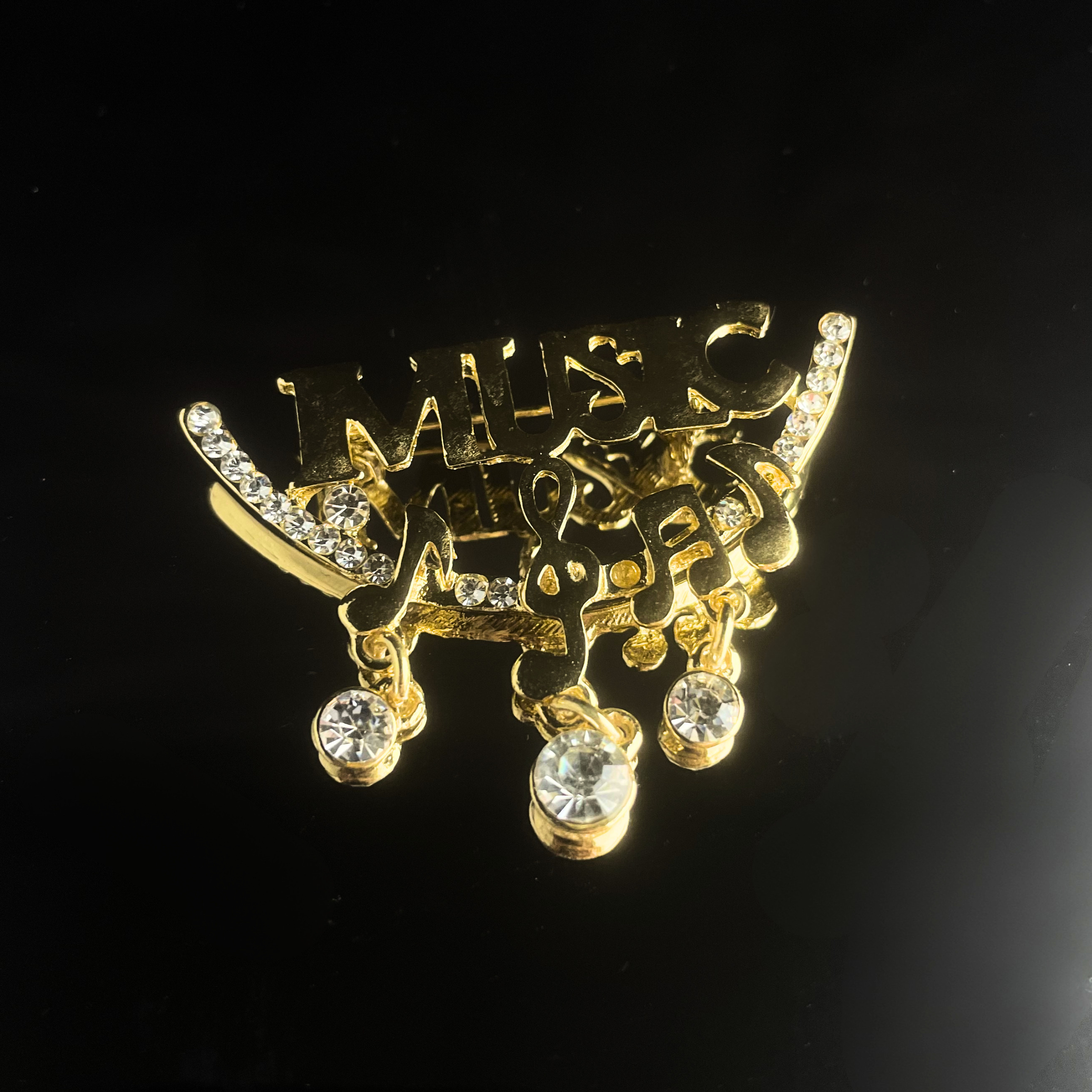 Pin - Rhinestone Music and Notes