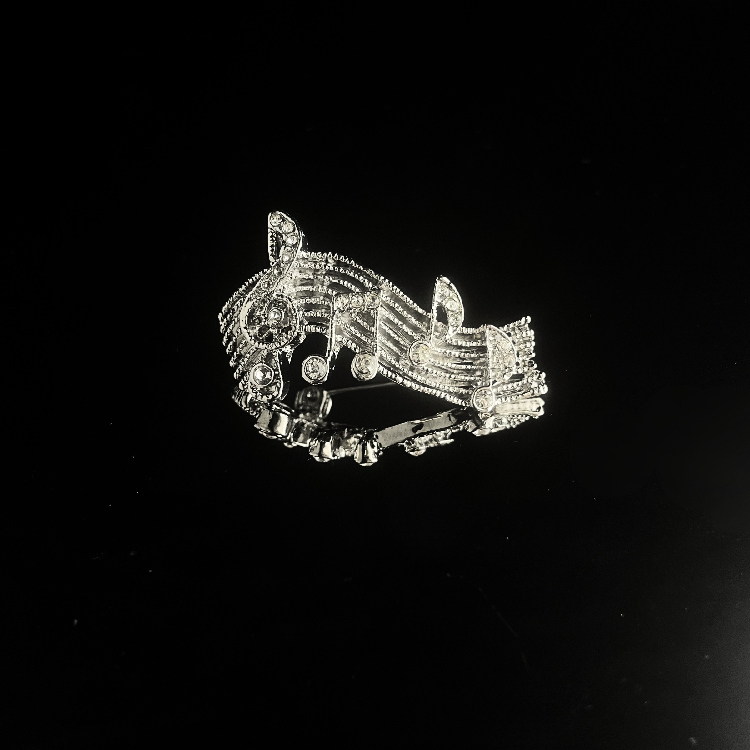 Silver and Rhinestone Brooch