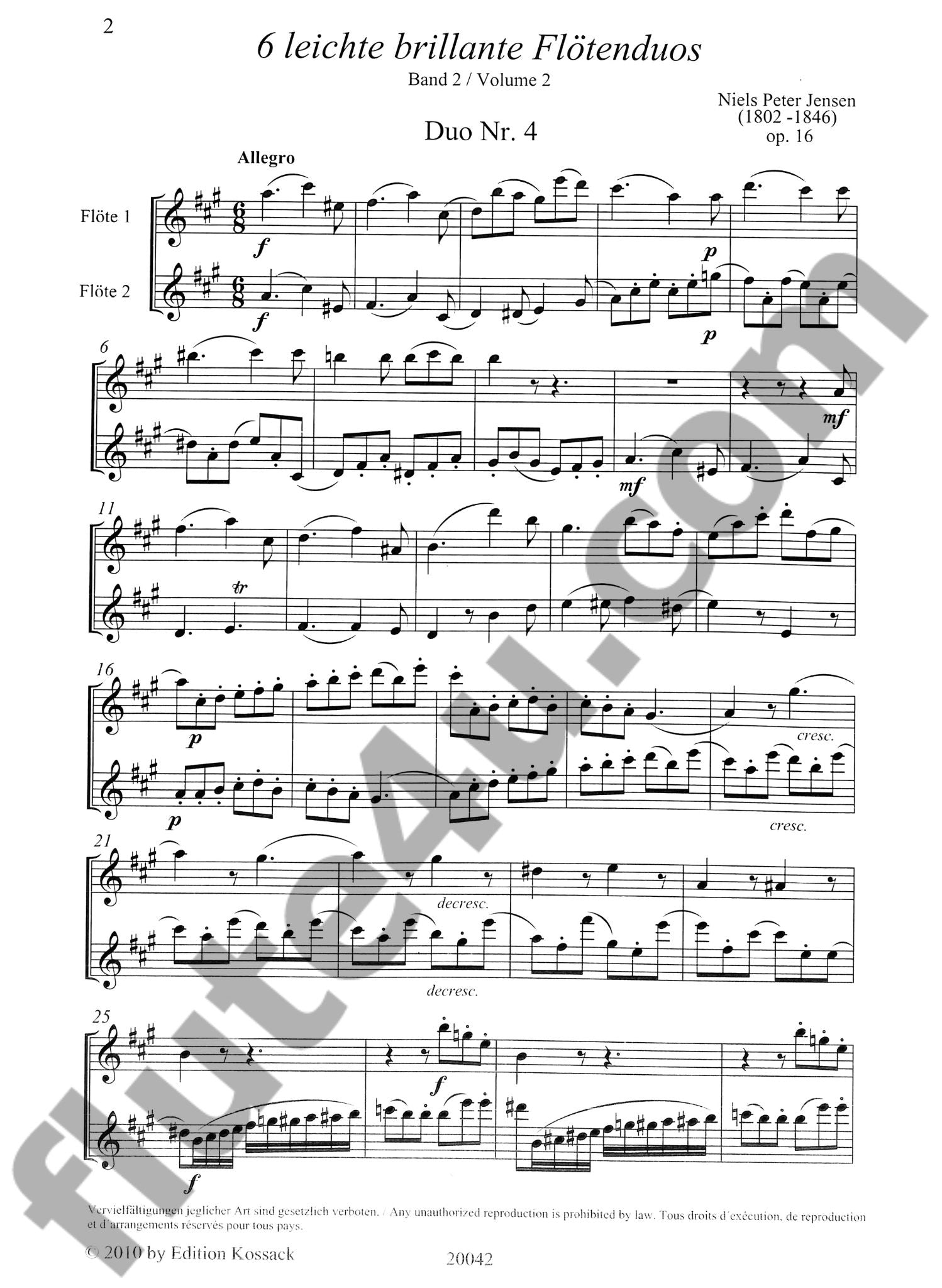 Jensen, NP :: 6 leichte brillante Flotenduos [6 easy brilliant flute duos] Op. 16, Band 2