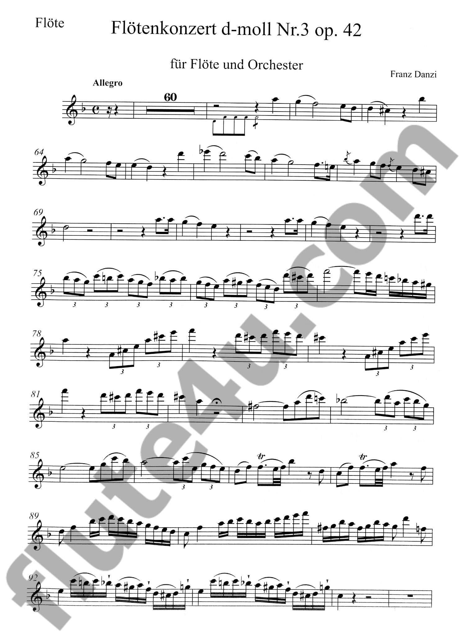 Danzi, F :: Flotenkonzert D-Moll, Nr. 3 op. 42 [Flute Concerto in D Minor, Nr. 3 op. 42]