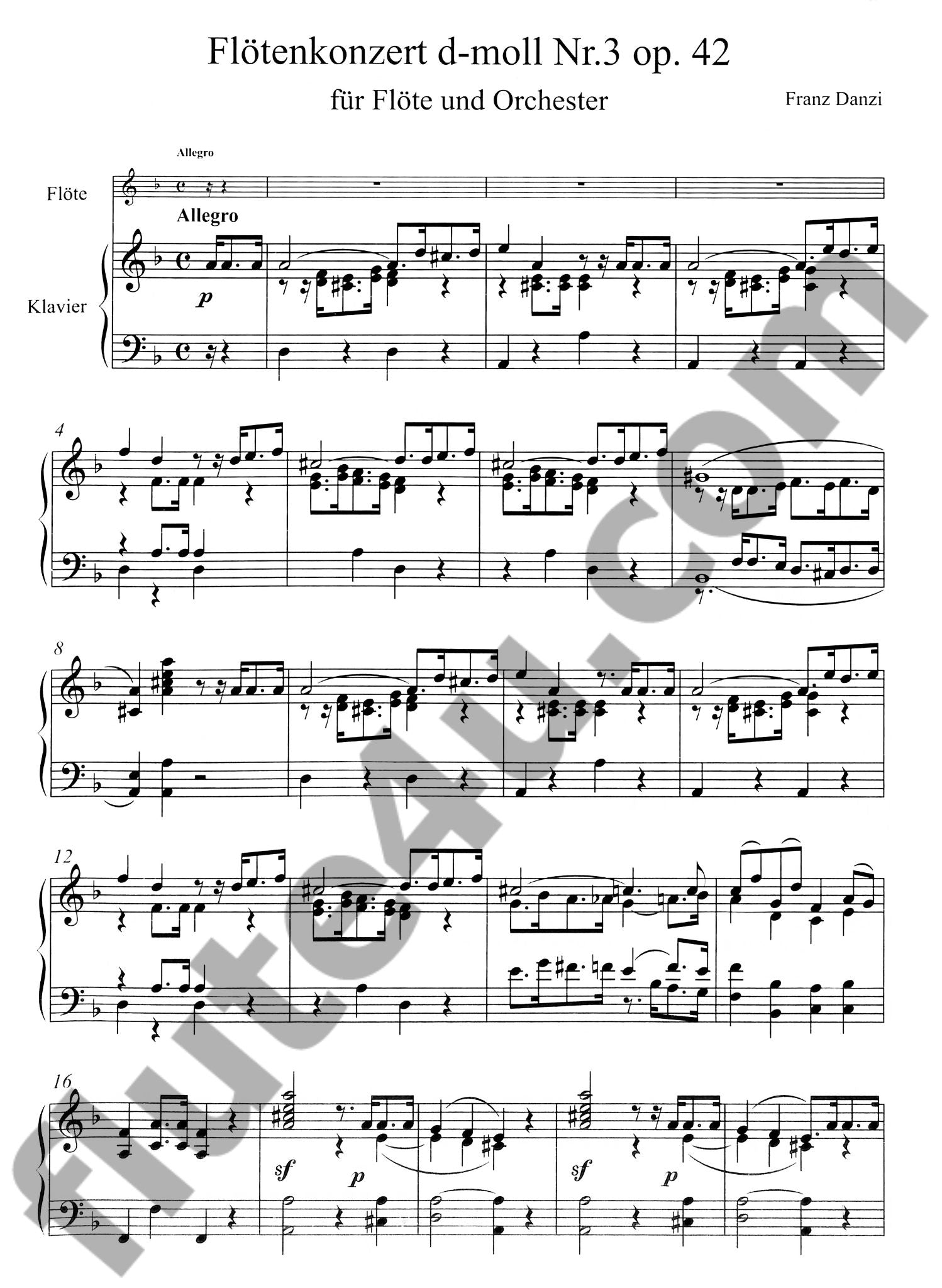 Danzi, F :: Flotenkonzert D-Moll, Nr. 3 op. 42 [Flute Concerto in D Minor, Nr. 3 op. 42]