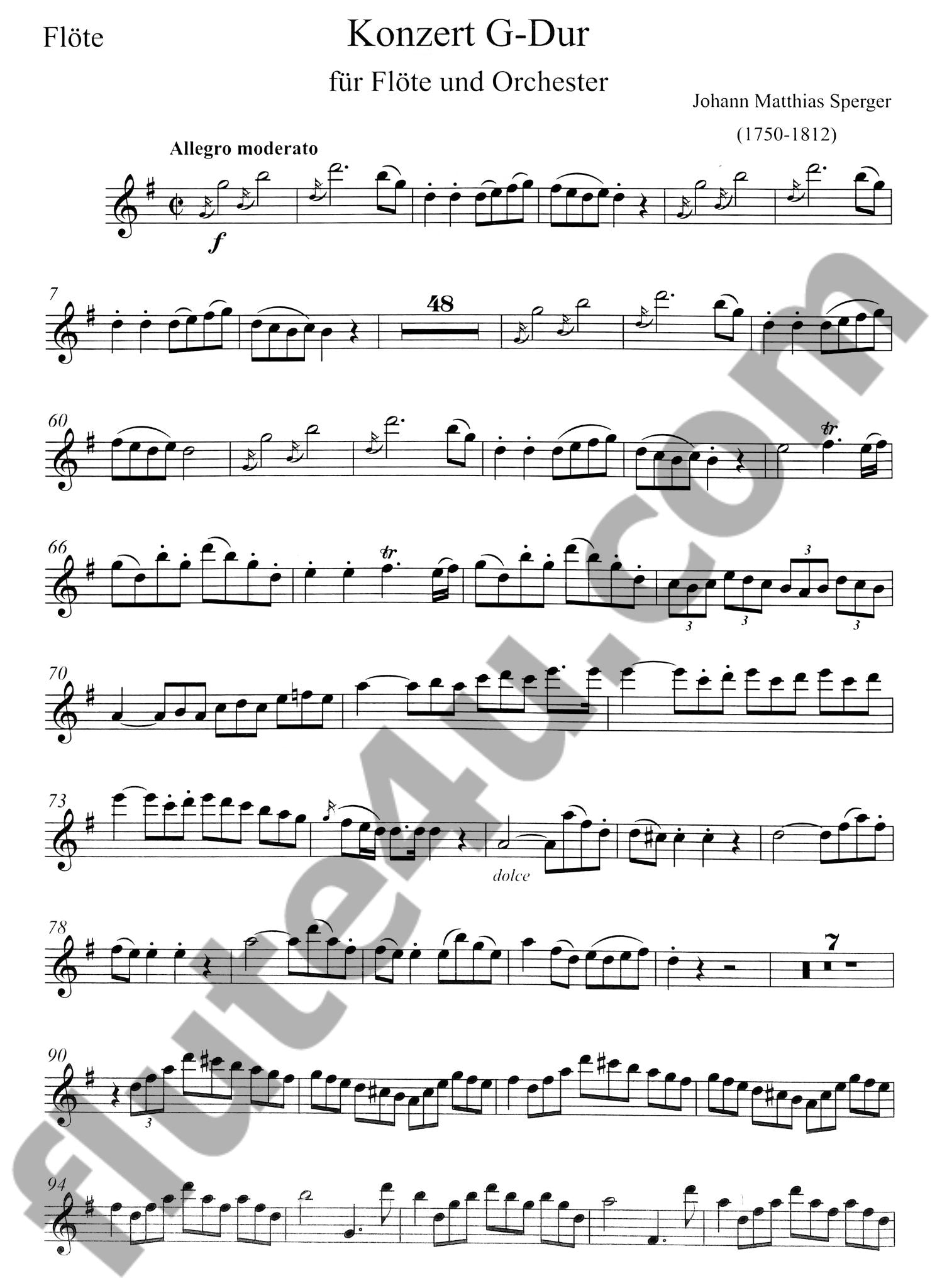 Sperger, Johann Matthias :: Flotenkonzert G-Dur [Flute Concerto in G Major]