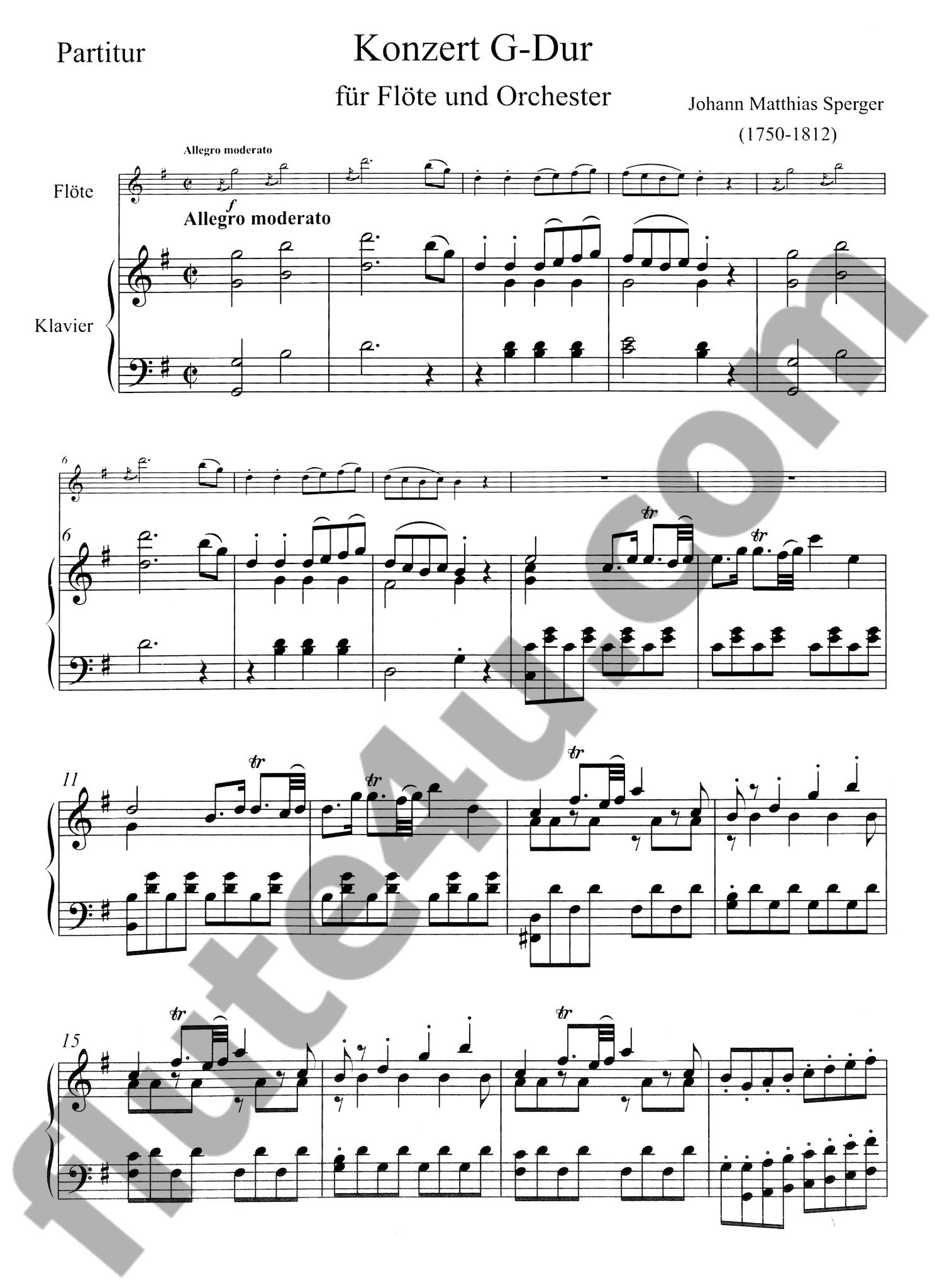 Sperger, Johann Matthias :: Flotenkonzert G-Dur [Flute Concerto in G Major]