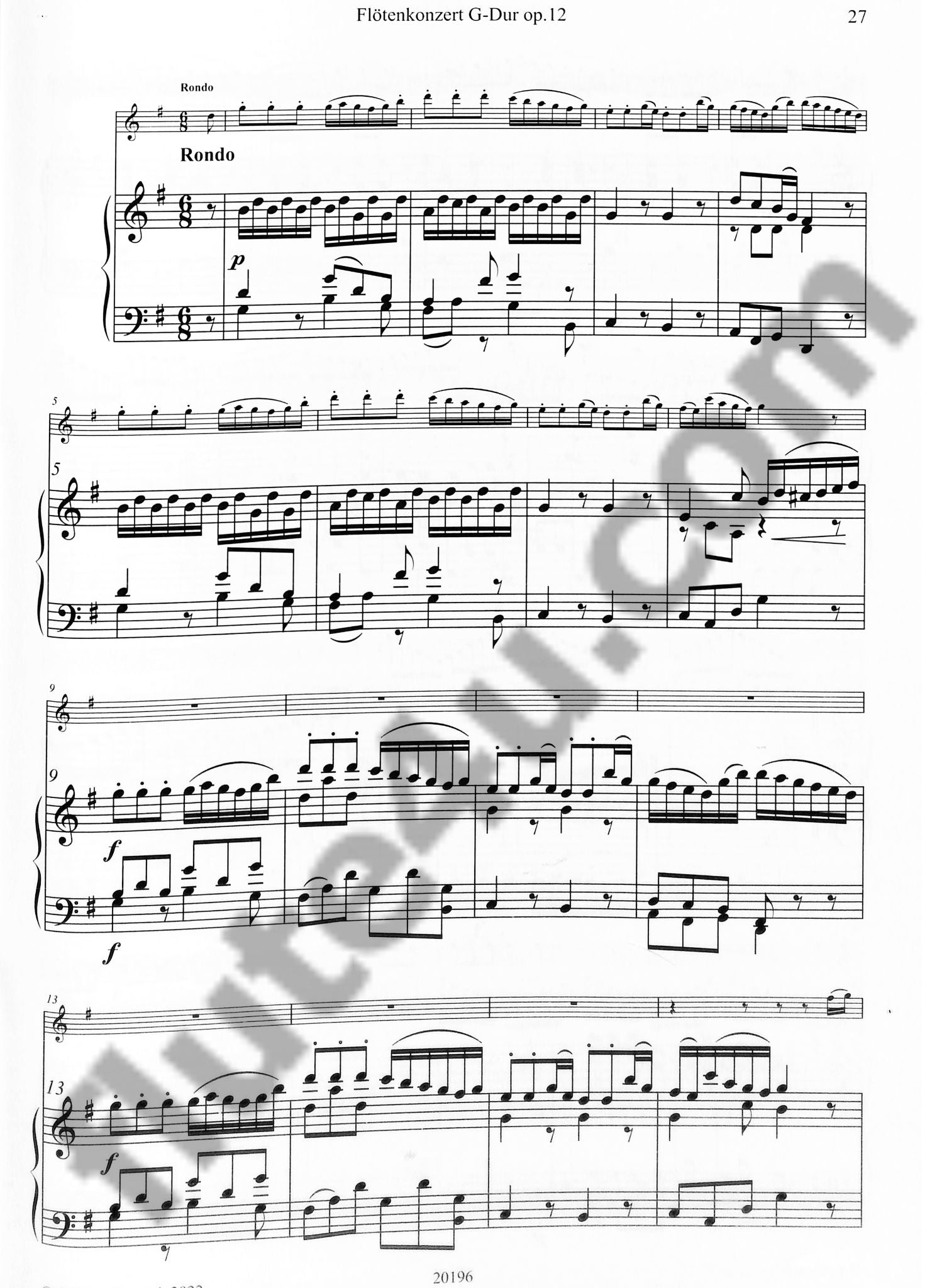 Schneider, GA :: Flotenkonzert G-Dur, op. 12 [Flute Concerto in G Major, op. 12]