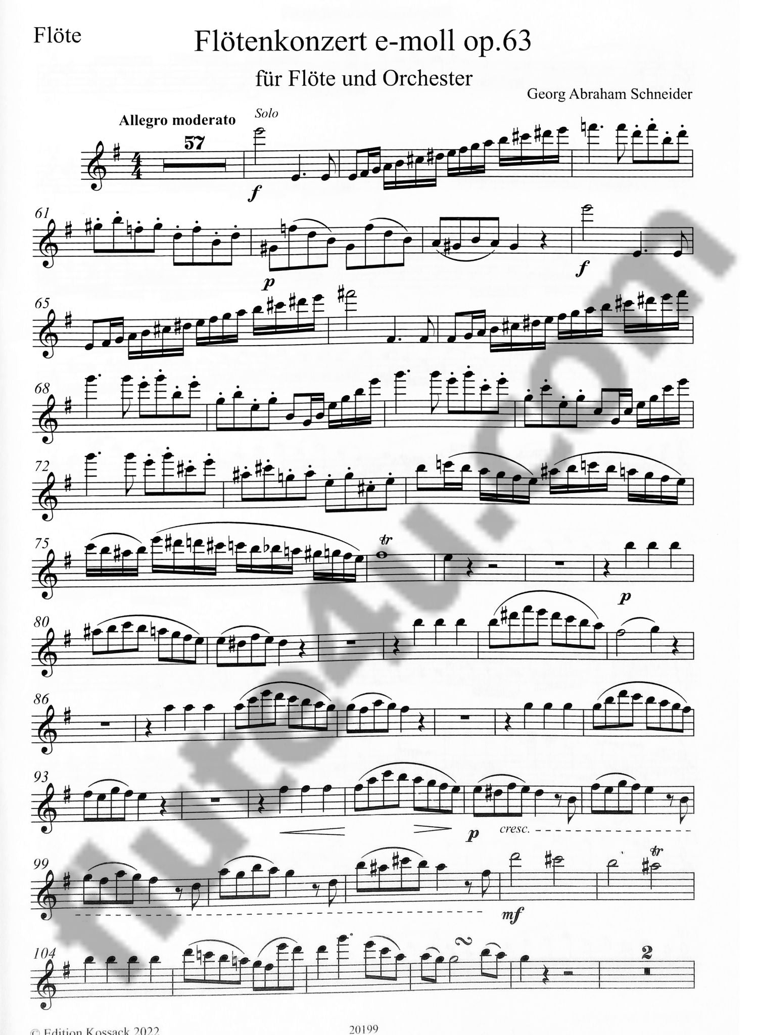 Schneider, GA :: Flotenkonzert E-Moll, op. 63 [Flute Concerto in E Minor, op. 63]