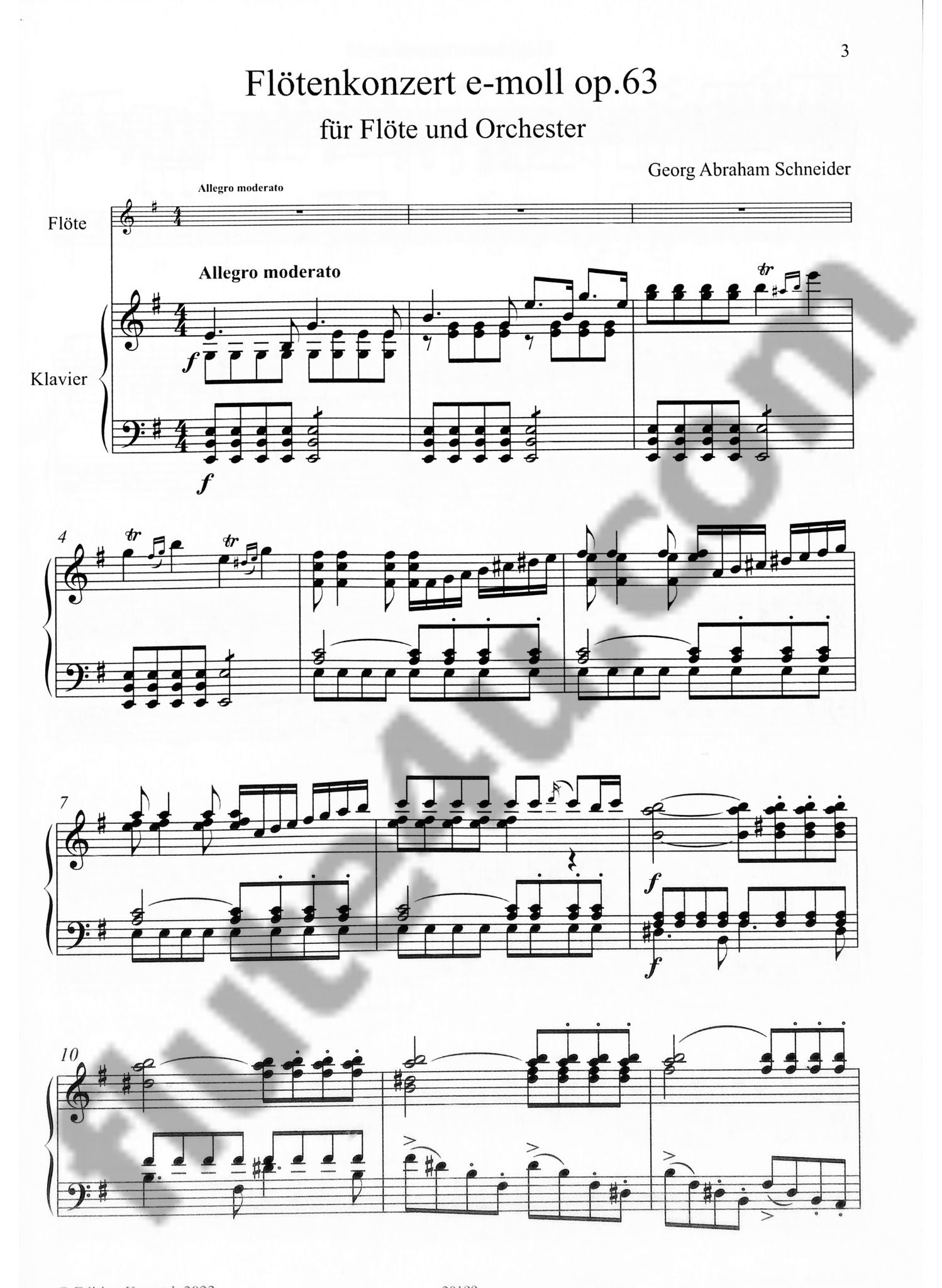 Schneider, GA :: Flotenkonzert E-Moll, op. 63 [Flute Concerto in E Minor, op. 63]