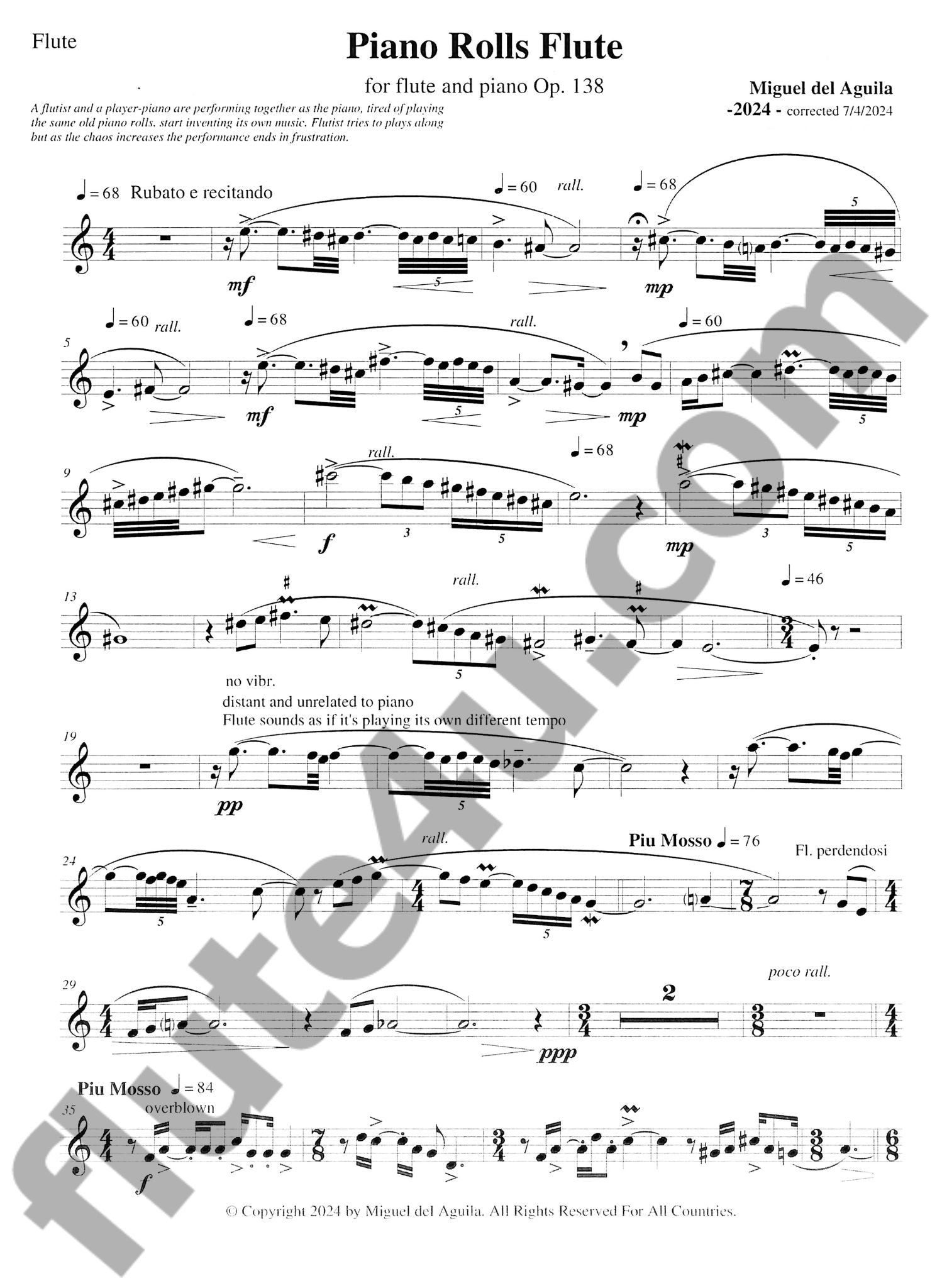 del Aguila, M :: Piano Rolls Flute