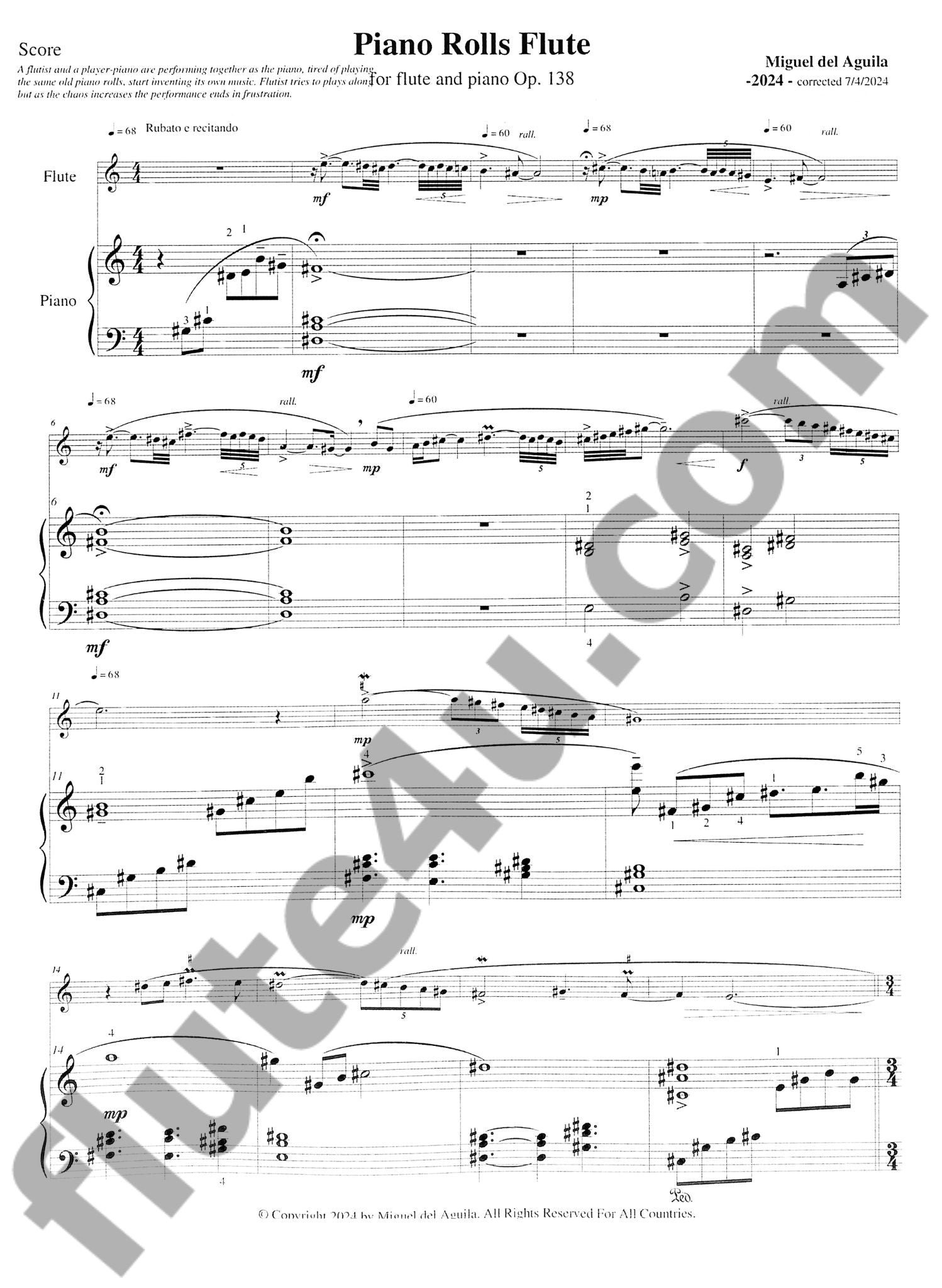 del Aguila, M :: Piano Rolls Flute
