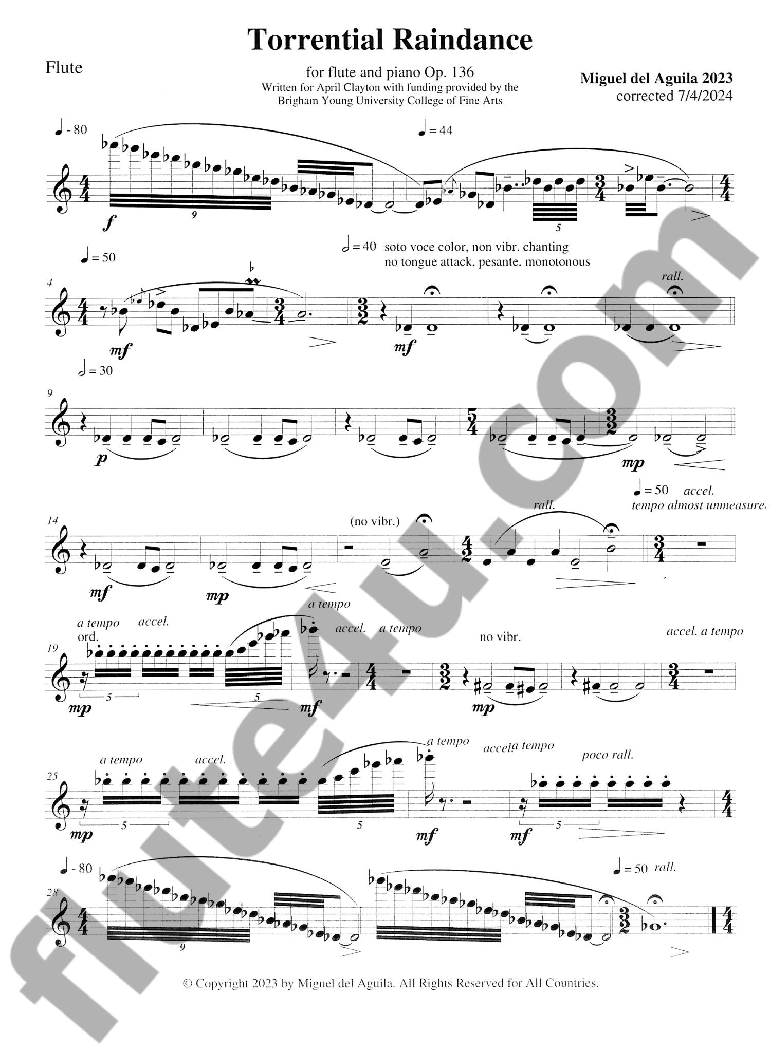del Aguila, M :: Torrential Raindance, op. 136