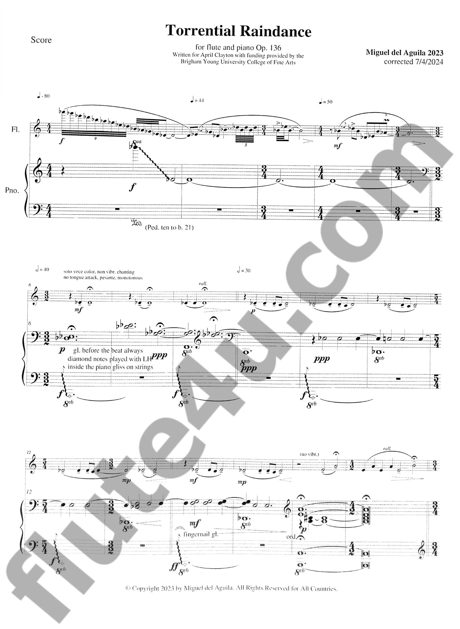 del Aguila, M :: Torrential Raindance, op. 136