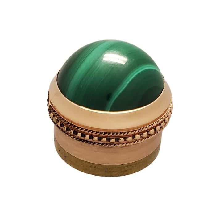 Malachite Gemstone Flute Crown Gold (Cabochon)