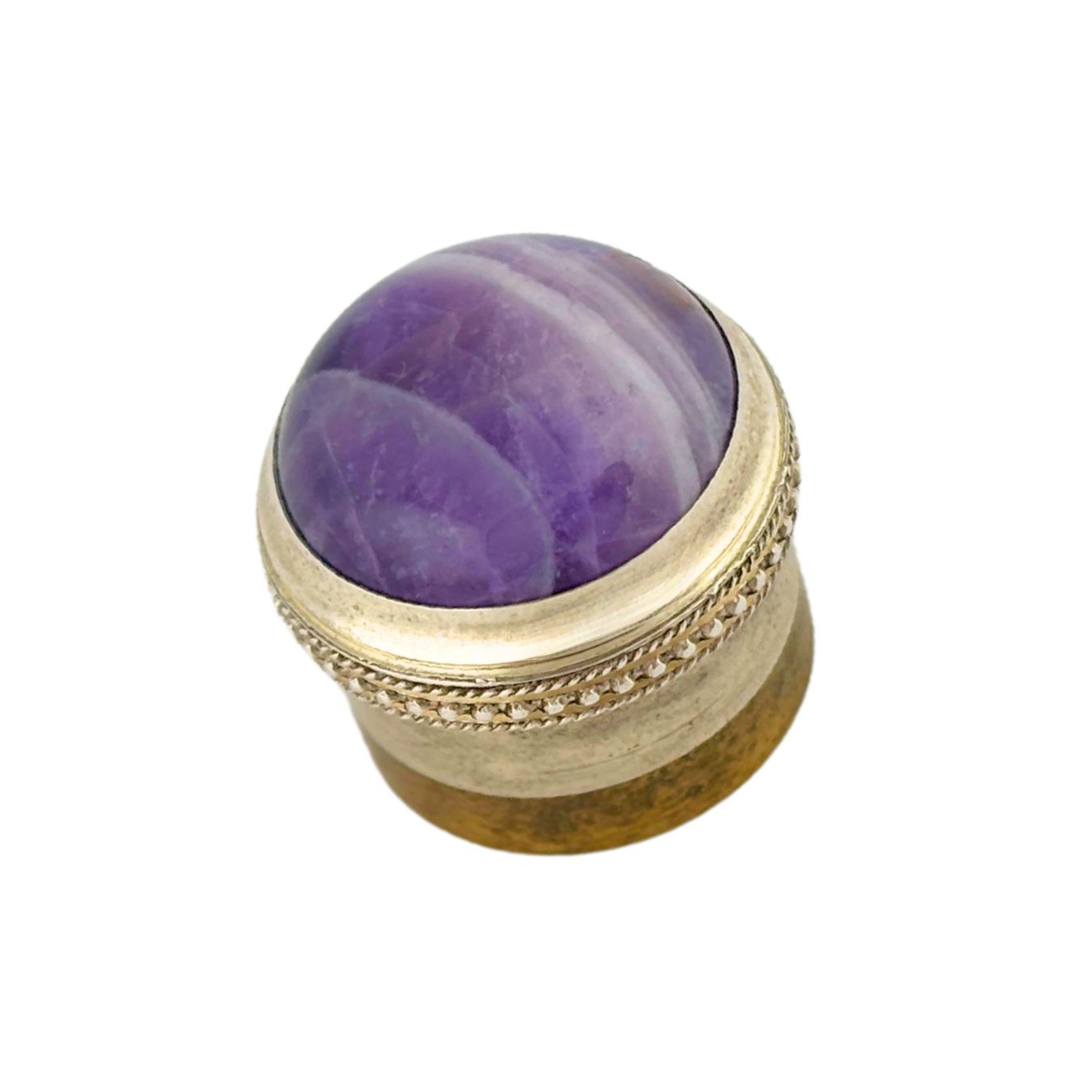 Amethyst (Natural) Gemstone Flute Crown Silver (Cabochon)