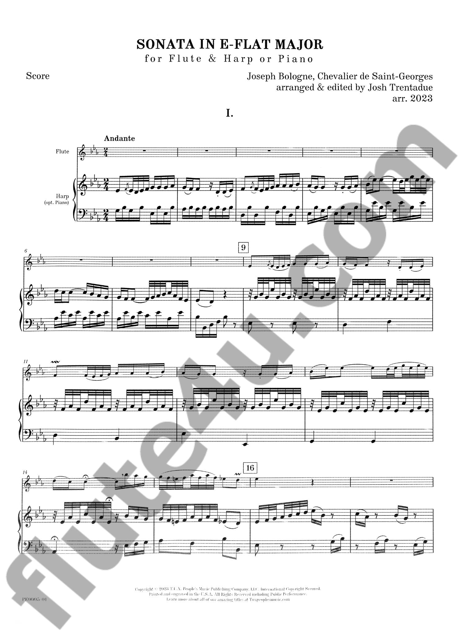 Bologne, J :: Sonata in E-Flat Major