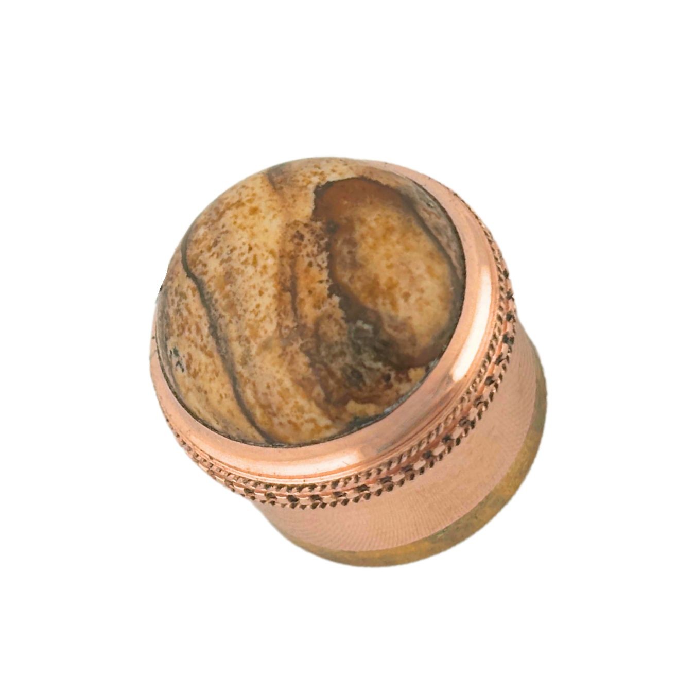 Jasper (Picture) Gemstone Flute Crown Gold (Cabochon)