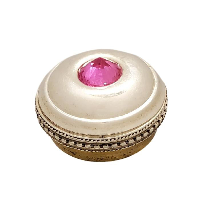 Pink Tourmaline Gemstone Flute Crown Silver (Faceted)