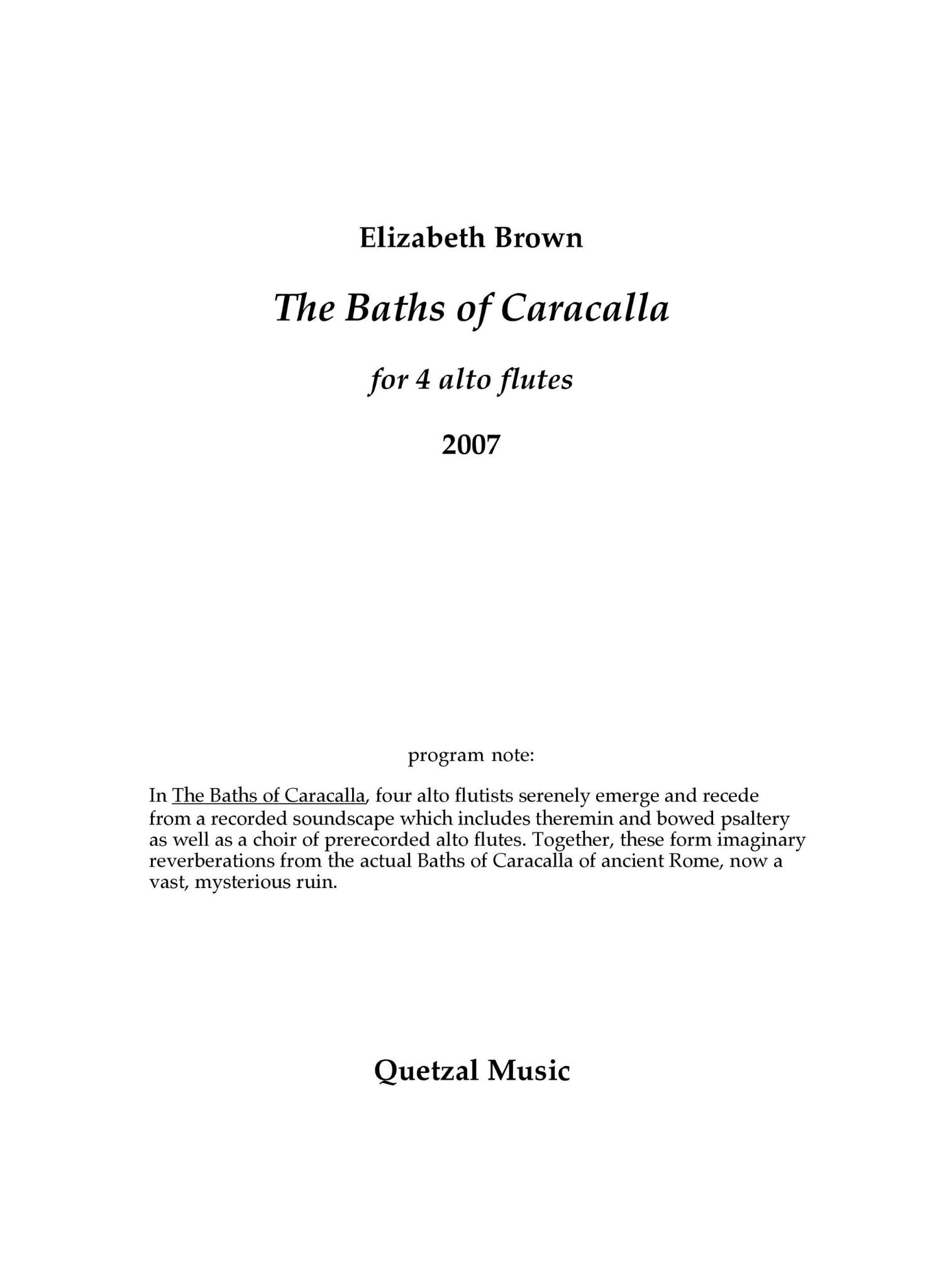 Brown, E :: The Baths of Caracalla