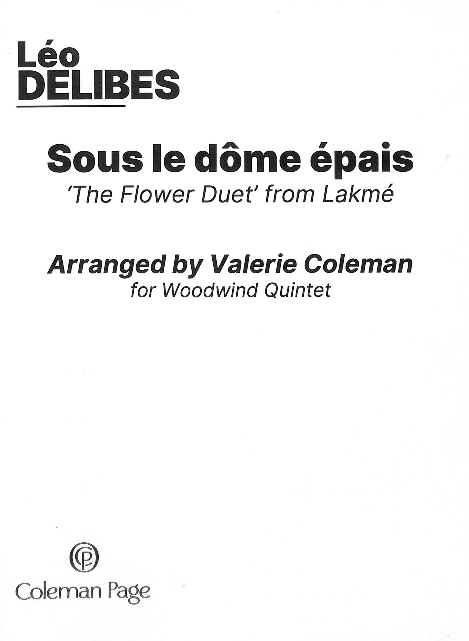 Delibes, L :: Sous le dome epais (The Flower Duet from Lakme)