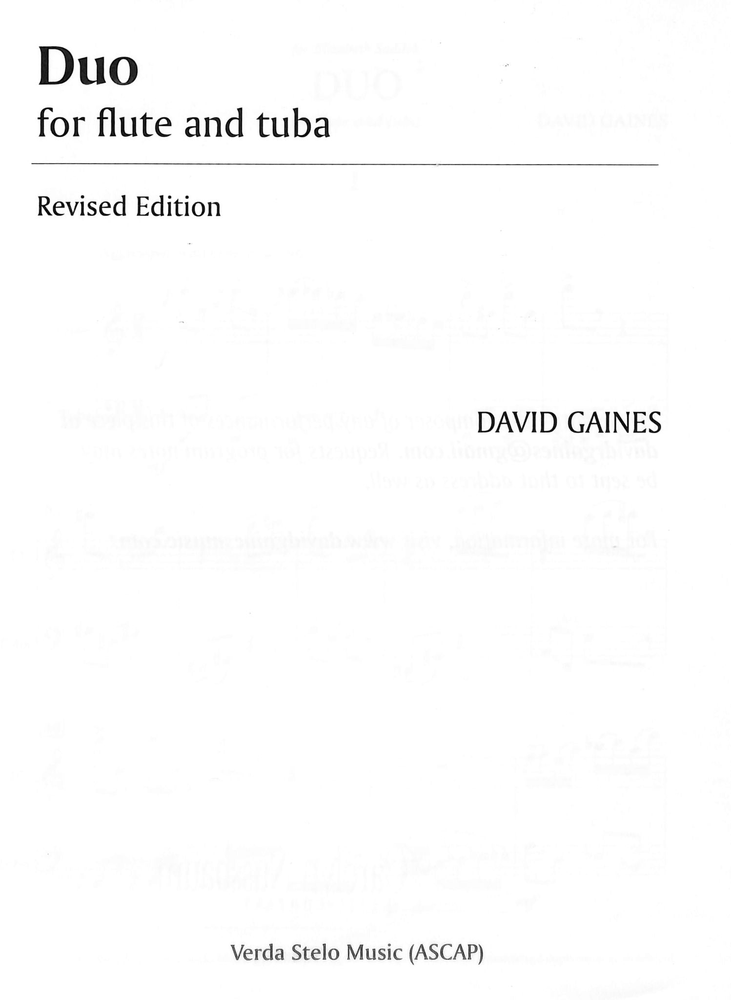 Gaines, D :: Duo for Flute and Tuba