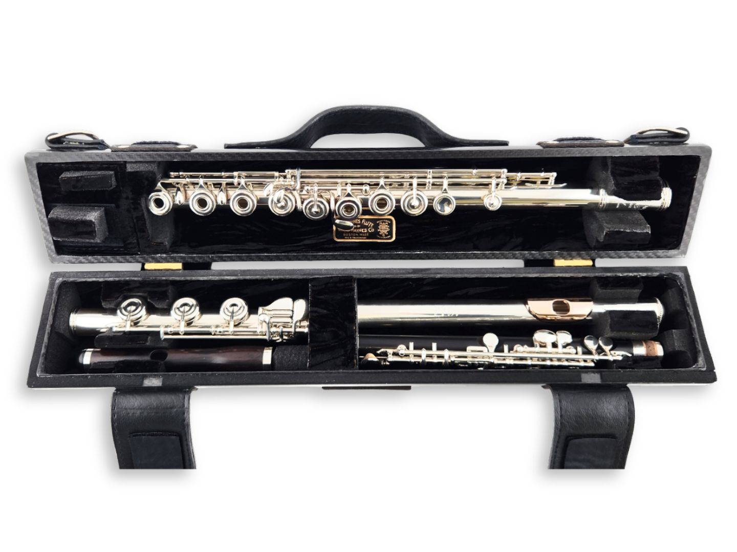 Wiseman Black Carbon Fiber Flute & Piccolo Combo Case - Haynes Logo