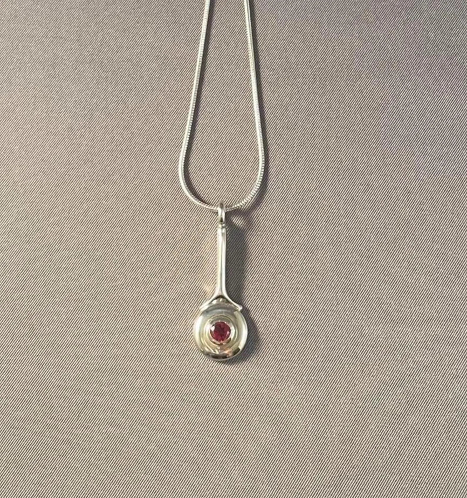 Necklace - C-Key Pendant with Gem Stone