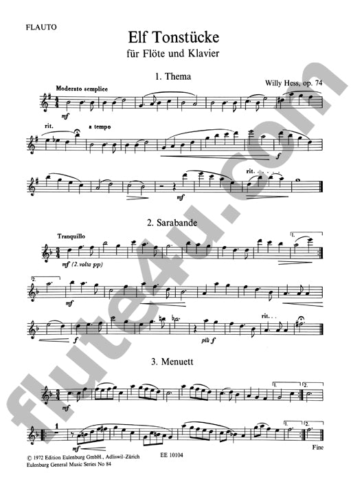 Hess, W :: Elf Tonstucke op. 74 [Eleven Pieces op. 74]