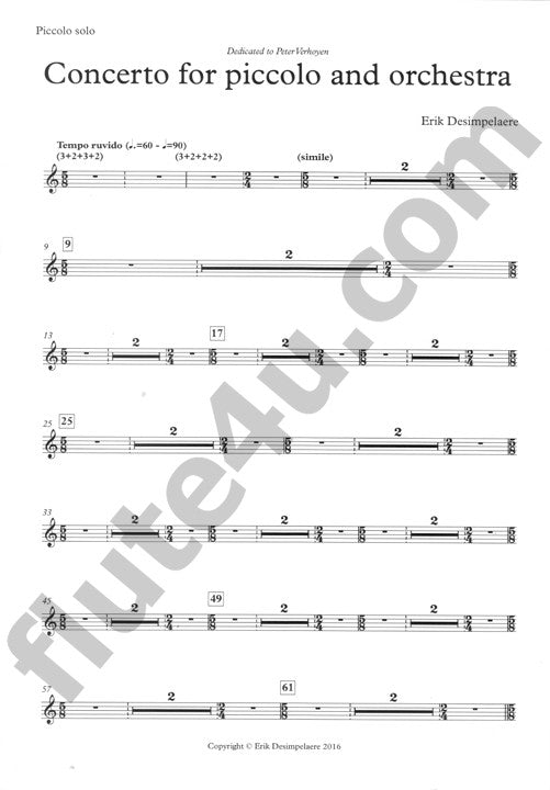 Desimpelaere, E :: Concerto for Piccolo and Orchestra