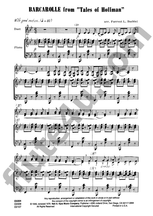Offenbach, J :: Barcarolle from 'Tales of Hoffman'