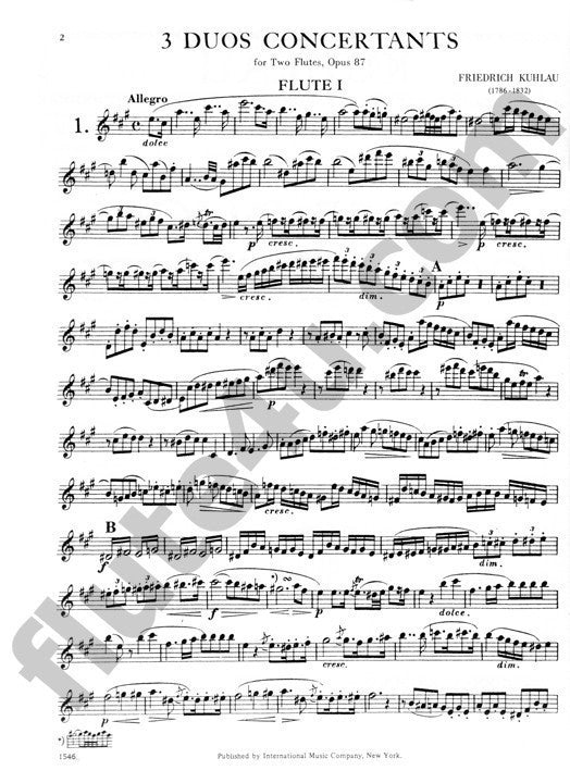 Kuhlau, F :: Three Duos Concertants, Opus 87
