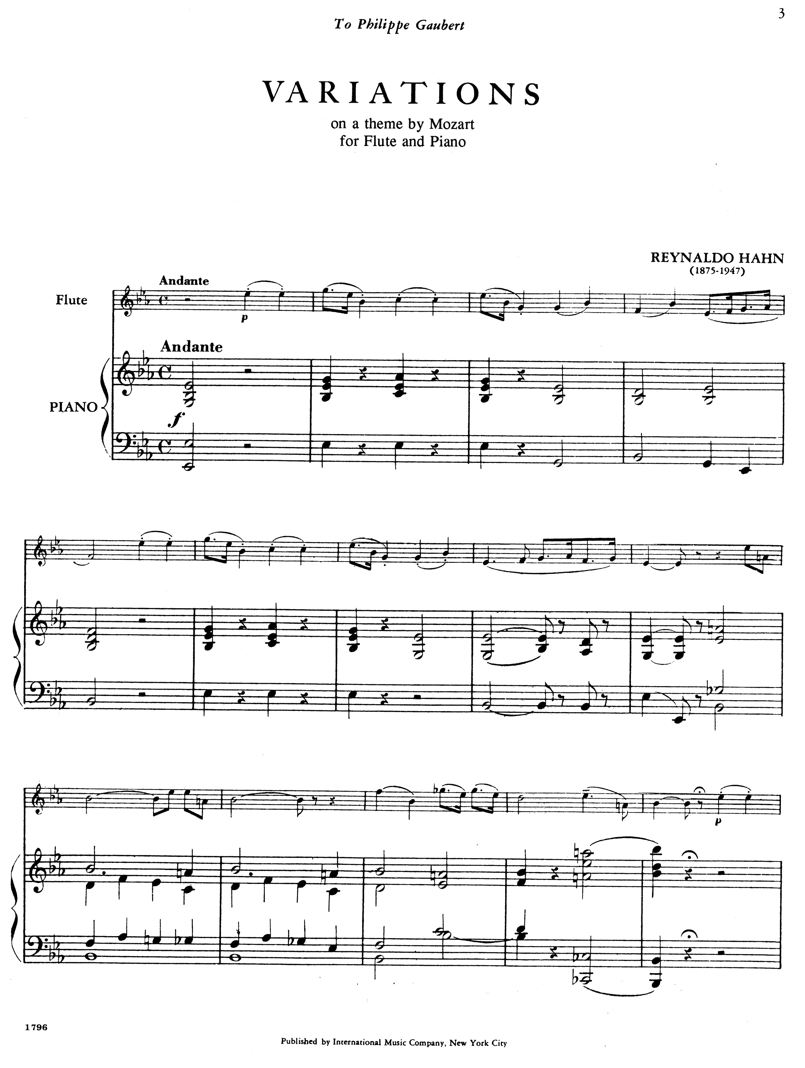 Hahn, R :: Variations on a Theme by Mozart