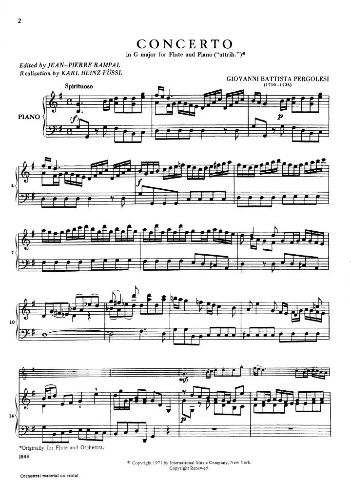 Pergolesi, G :: Concerto in G Major