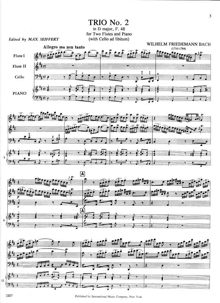 Bach, WF :: Trio No. 2 in D Major
