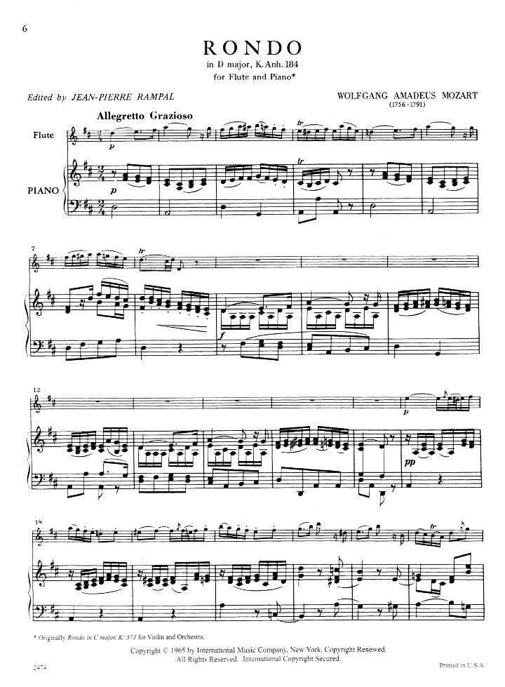 Mozart, WA :: Andante in C major, K. 315 and Rondo in D major, K. Anh. 184