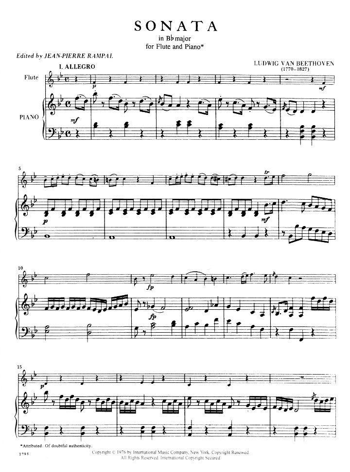 Beethoven, L :: Sonata in Bb major (attrib.)