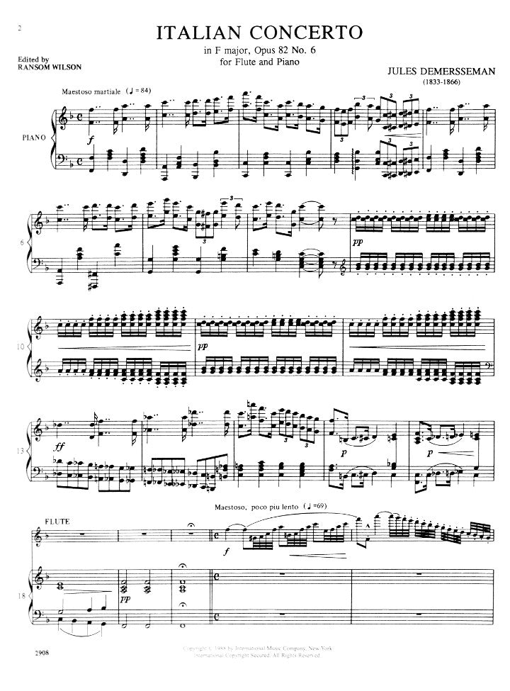 Demersseman, J :: Italian Concerto in F major, op. 82, no. 6