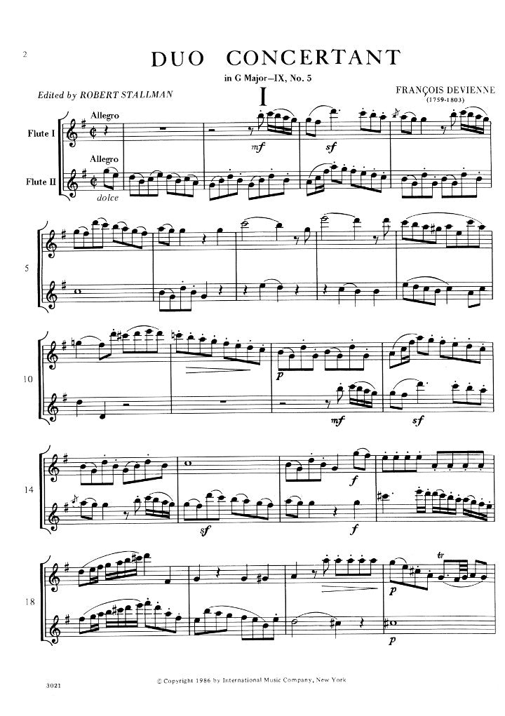 Devienne, F :: Duo Concertant in G major, IX, No. 5